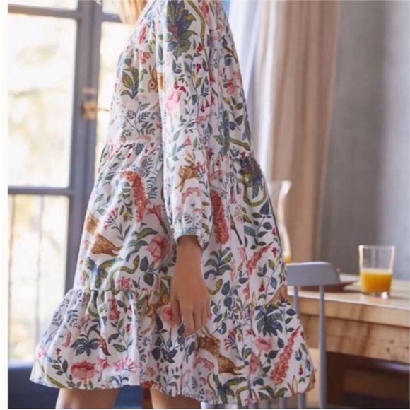 Anthropologie x Kelly Louise Judd Whimsical Forest Flannel Sleep Mini Dress - Picture 4 of 10
